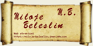 Miloje Beleslin vizit kartica